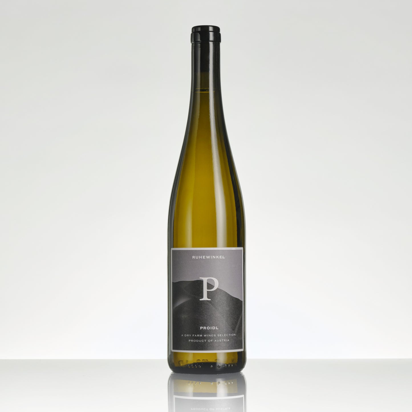 Wine bottle with a label on a white background
