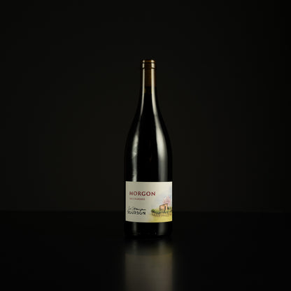 Wine bottle labeled 'Mérgon' on a black background