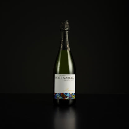 Bottle of Ego e Narciso wine on a black background