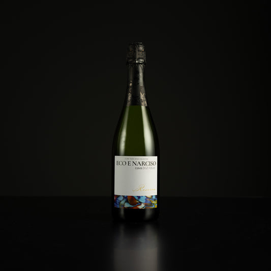 Bottle of Ego e Narciso wine on a black background