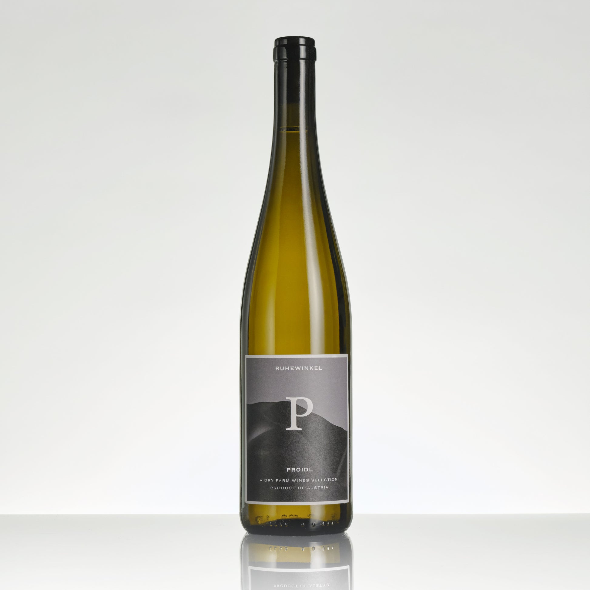 Wine bottle with a label on a white background