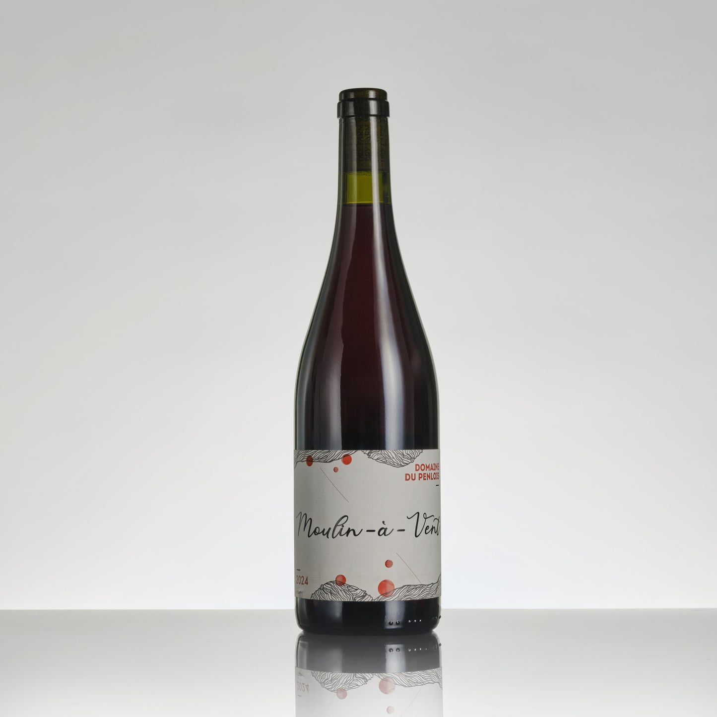 Wine bottle with a label on a white background