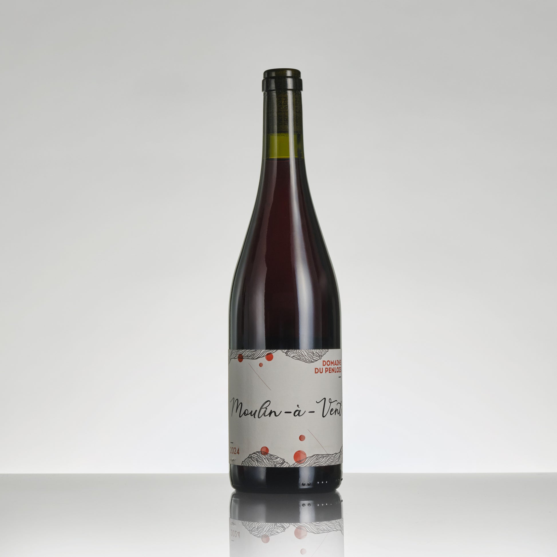 Wine bottle with a label on a white background