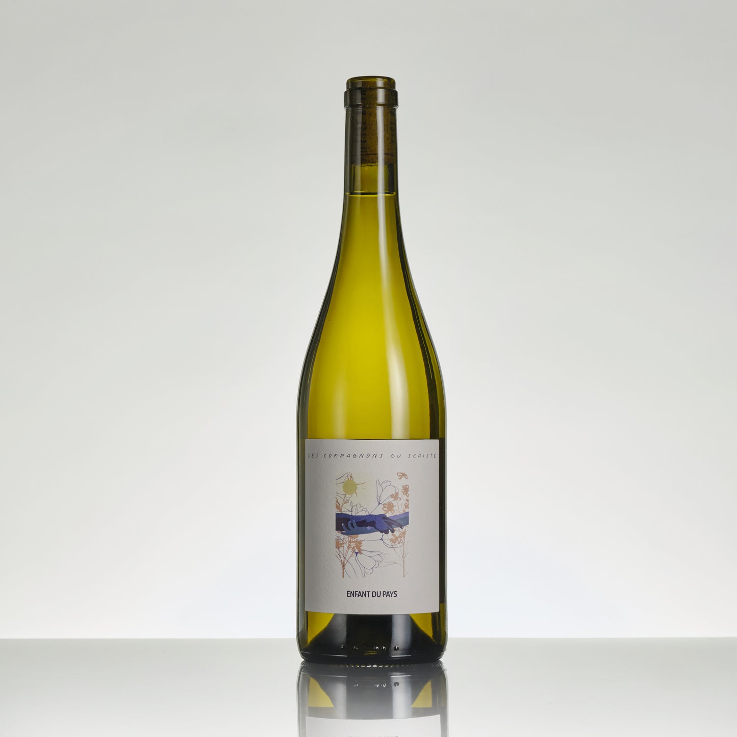 Wine bottle with a label on a white background