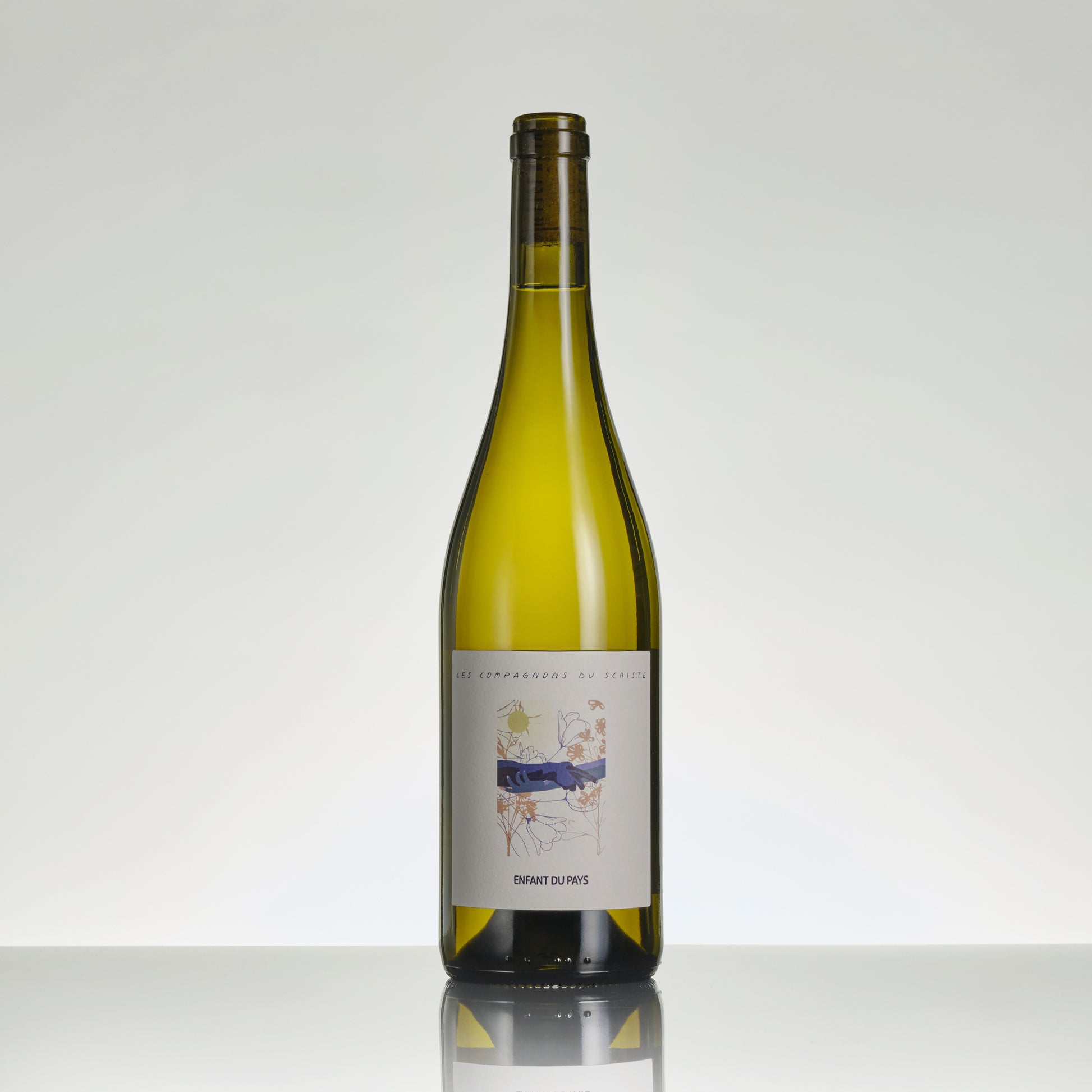 Wine bottle with a label on a white background