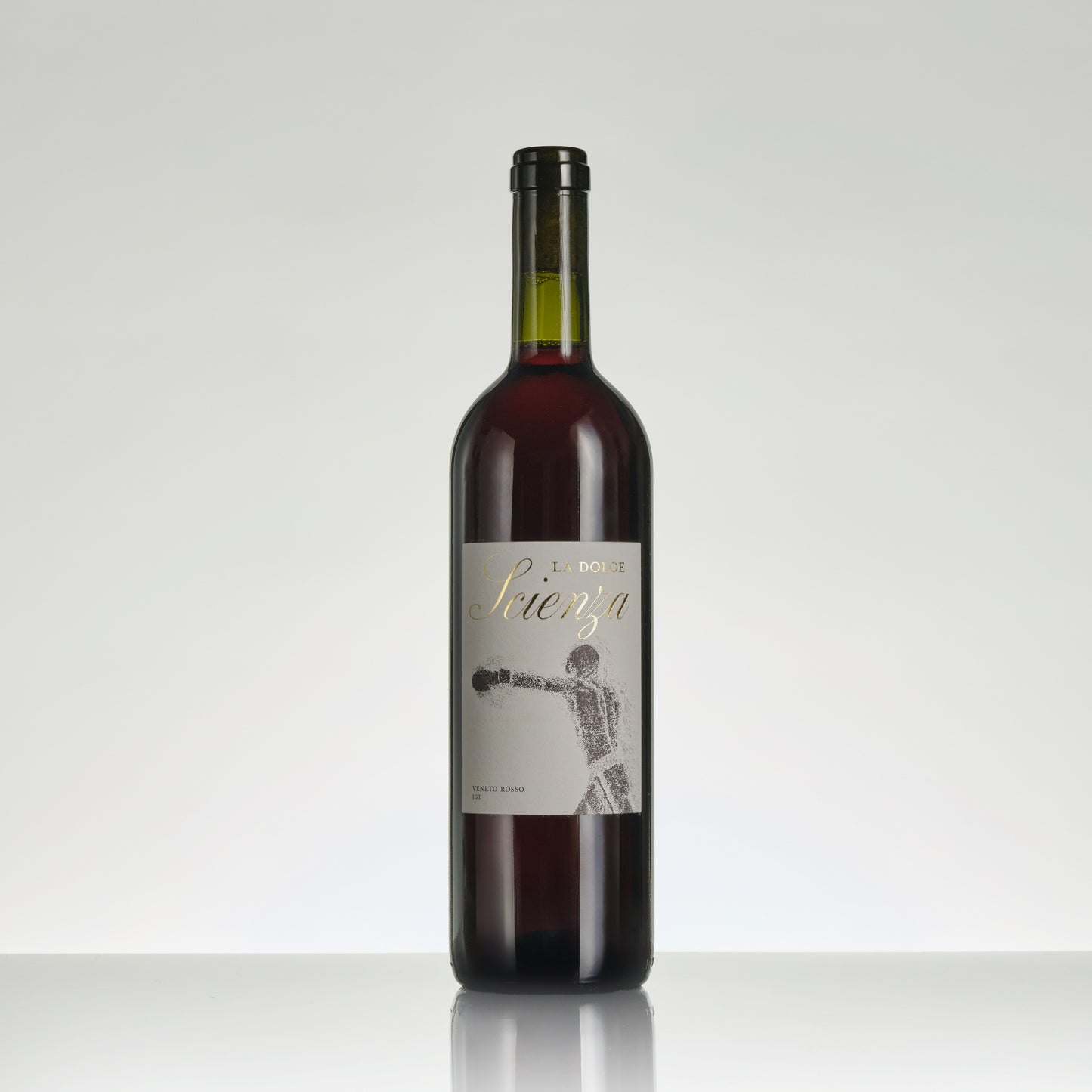 Wine bottle with a label on a white background
