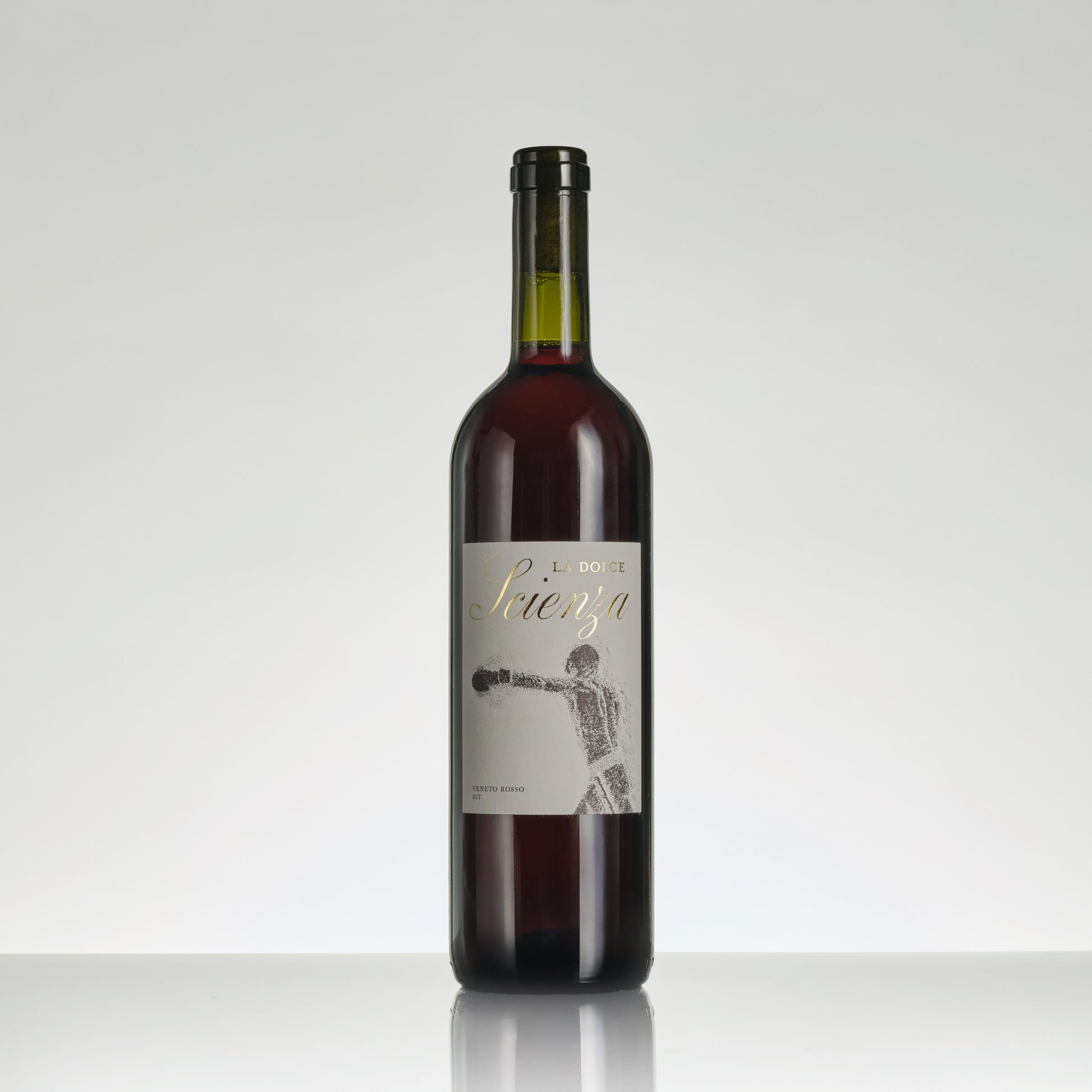Wine bottle with a label on a white background