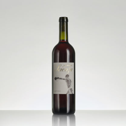 Wine bottle with a label on a white background