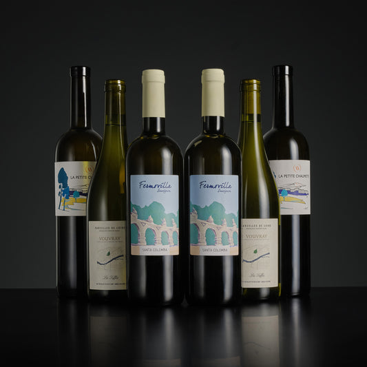 Collection of wine bottles with labels on a dark background